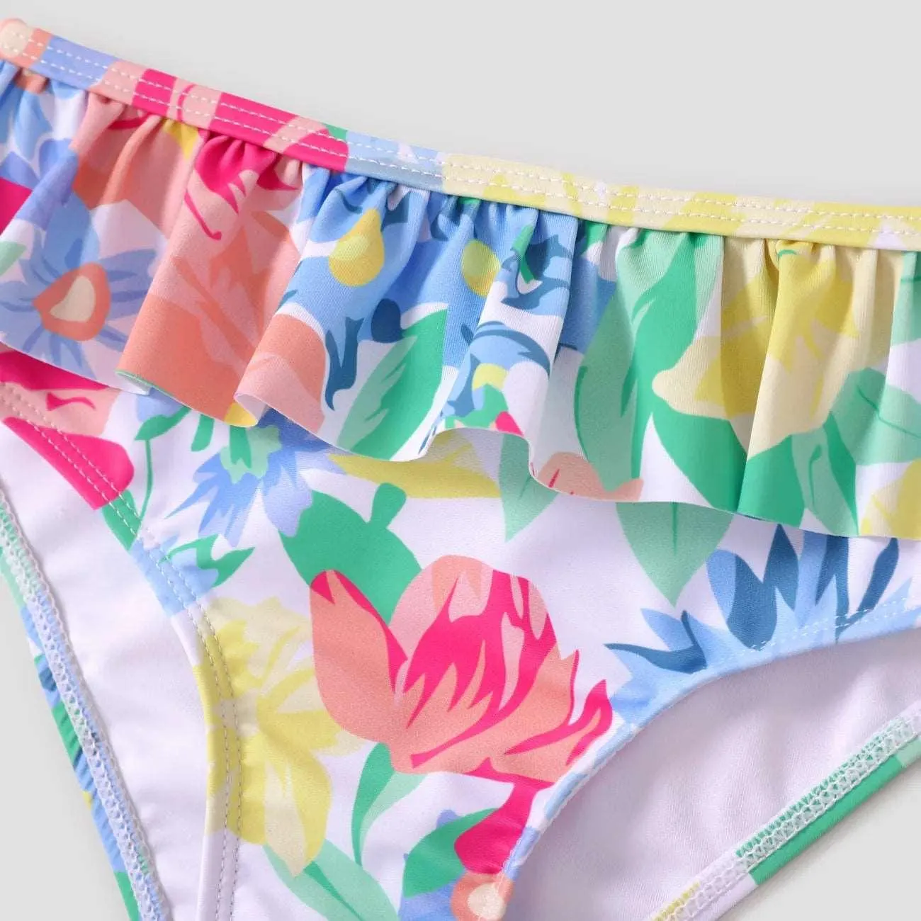 Sweet Tropical Print Swimsuit Set - Kid Girl (3Pcs)