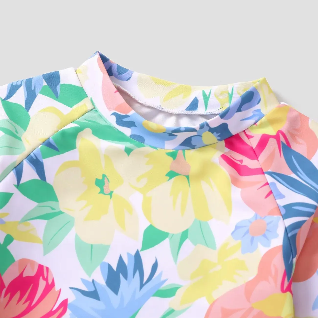 Sweet Tropical Print Swimsuit Set - Kid Girl (3Pcs)