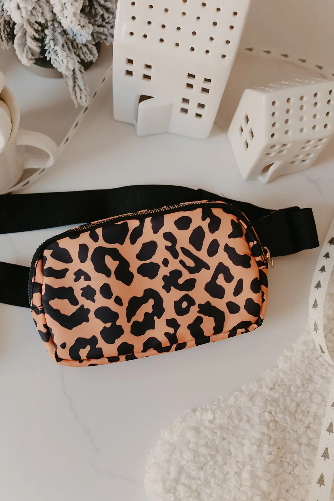 Tebi Leopard Print Quilted Belt Bag