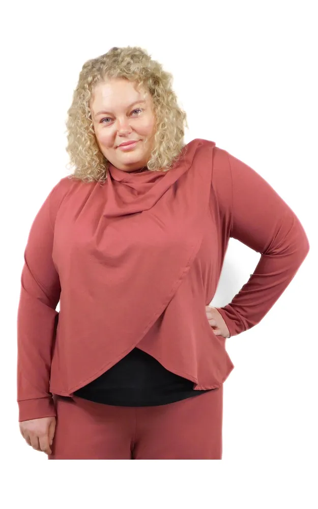 Tencel Lyocell Short Wrap Cardigan - Marsala