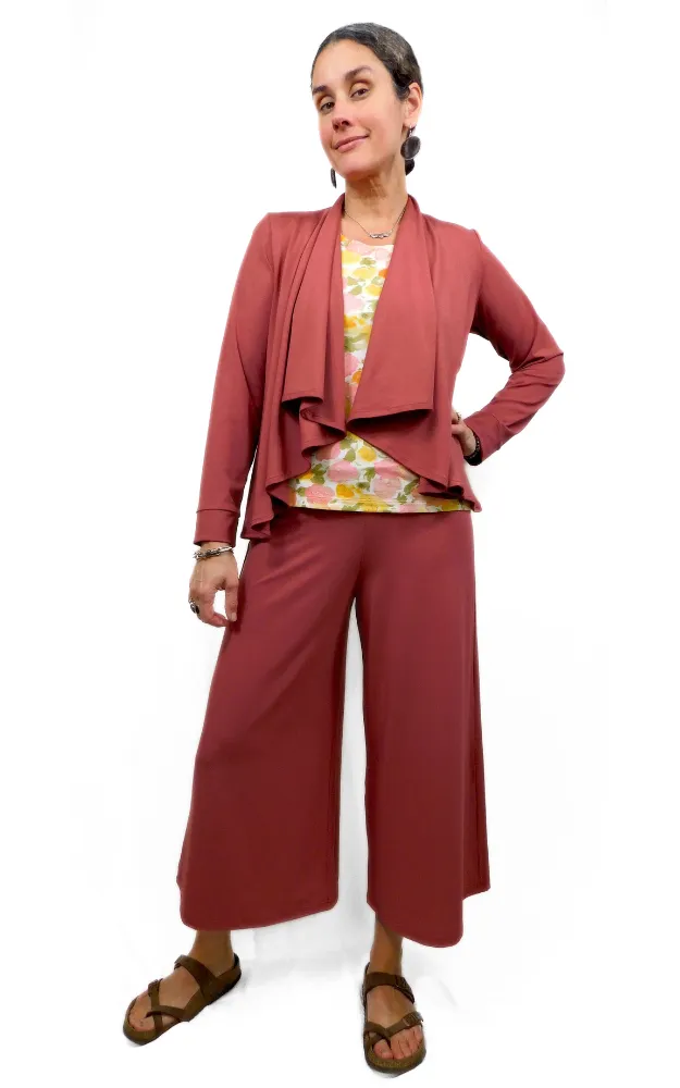 Tencel Lyocell Short Wrap Cardigan - Marsala