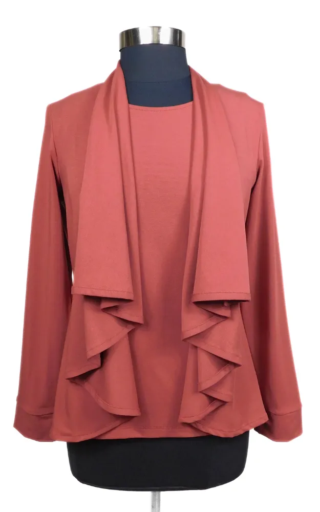 Tencel Lyocell Short Wrap Cardigan - Marsala