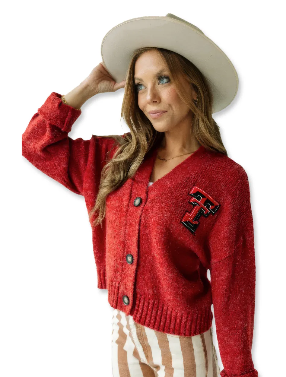 Texas Tech Gameday Social "Chenille" Patch Cardigan