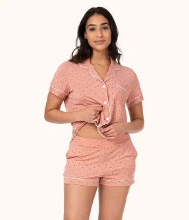 The All-Day Lounge Short - Print: Pepper Dot/Shell Pink