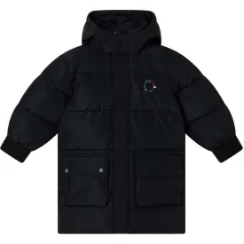 Unisex Black Hooded Puffer Coat