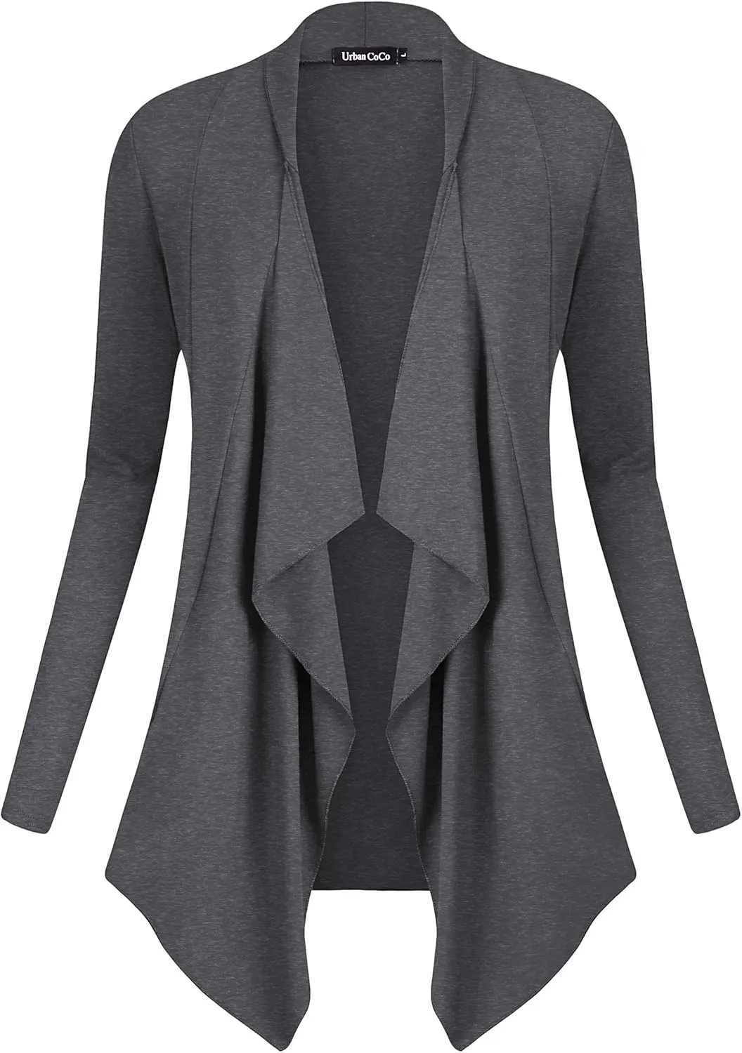 Urban CoCo Women's Drape Front Open Cardigan Long Sleeve Irregular Hem