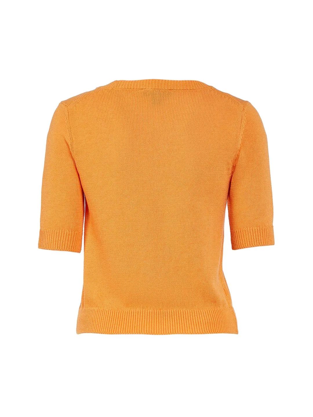 V-Neck Short Sleeve Cardigan in Fresh Mandarin