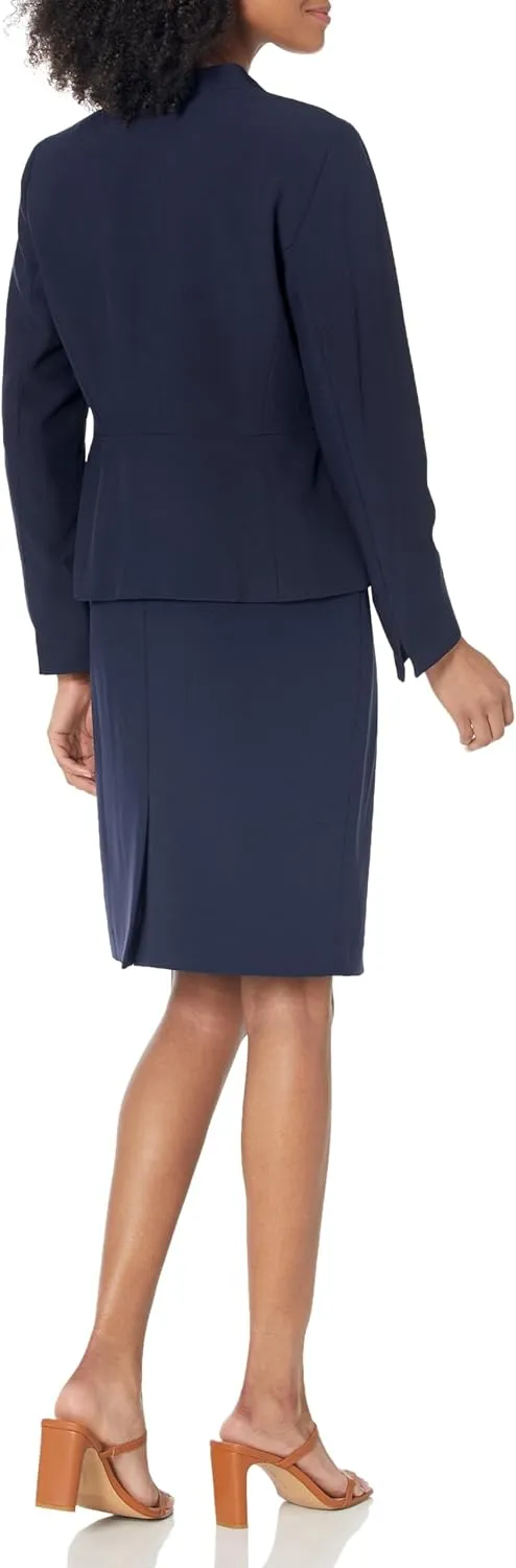 Women's Collarless 2 Button Jacket & Slim Skirt