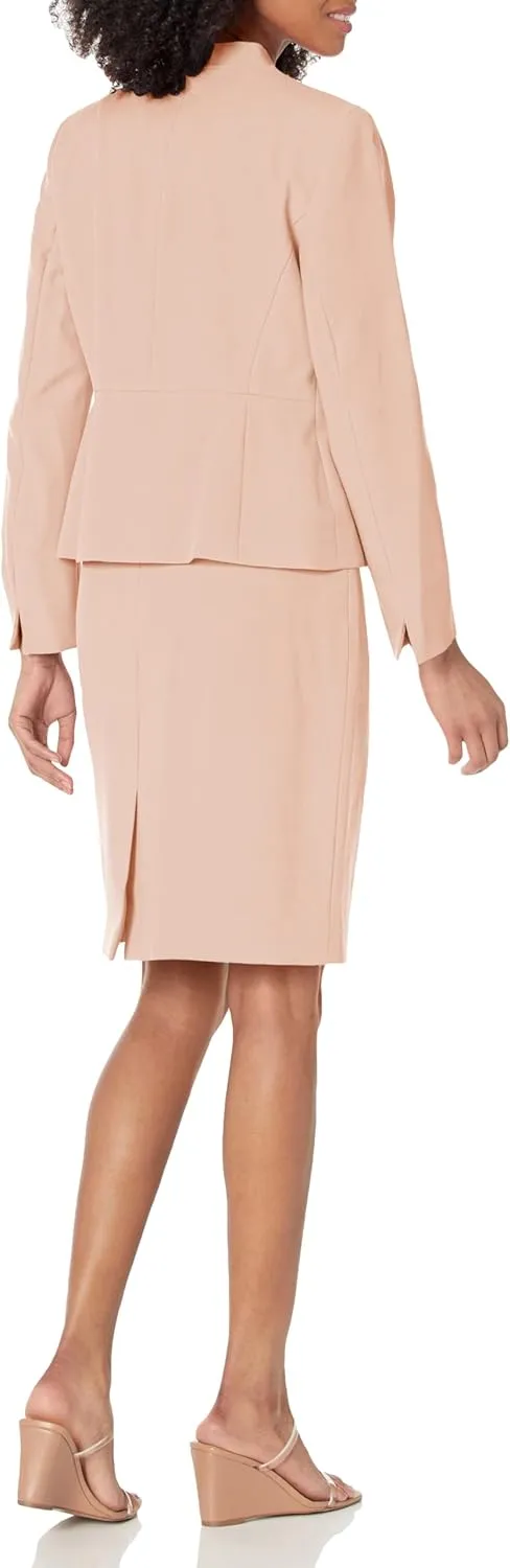 Women's Collarless 2 Button Jacket & Slim Skirt