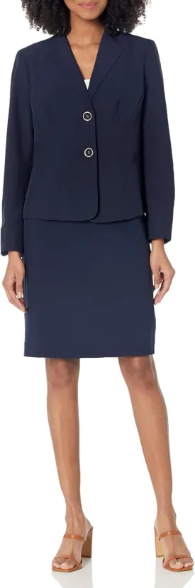 Women's Collarless 2 Button Jacket & Slim Skirt