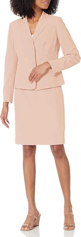 Women's Collarless 2 Button Jacket & Slim Skirt