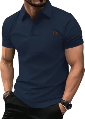 ZITY Mens Waffle Polo Shirts Casual Short Sleeve Texture Polo for Men Moisture Wicking Collared T-Shirt with Pocket