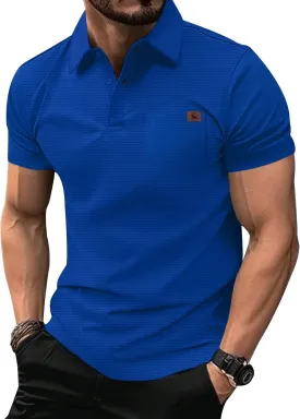 ZITY Mens Waffle Polo Shirts Casual Short Sleeve Texture Polo for Men Moisture Wicking Collared T-Shirt with Pocket